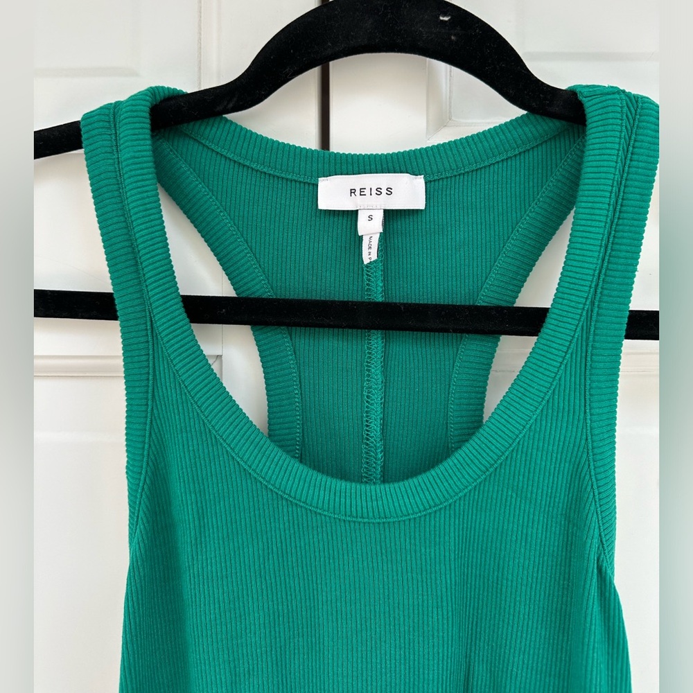 REISS Green Ribbed Racerback Tank Top - Picture 14 of 14
